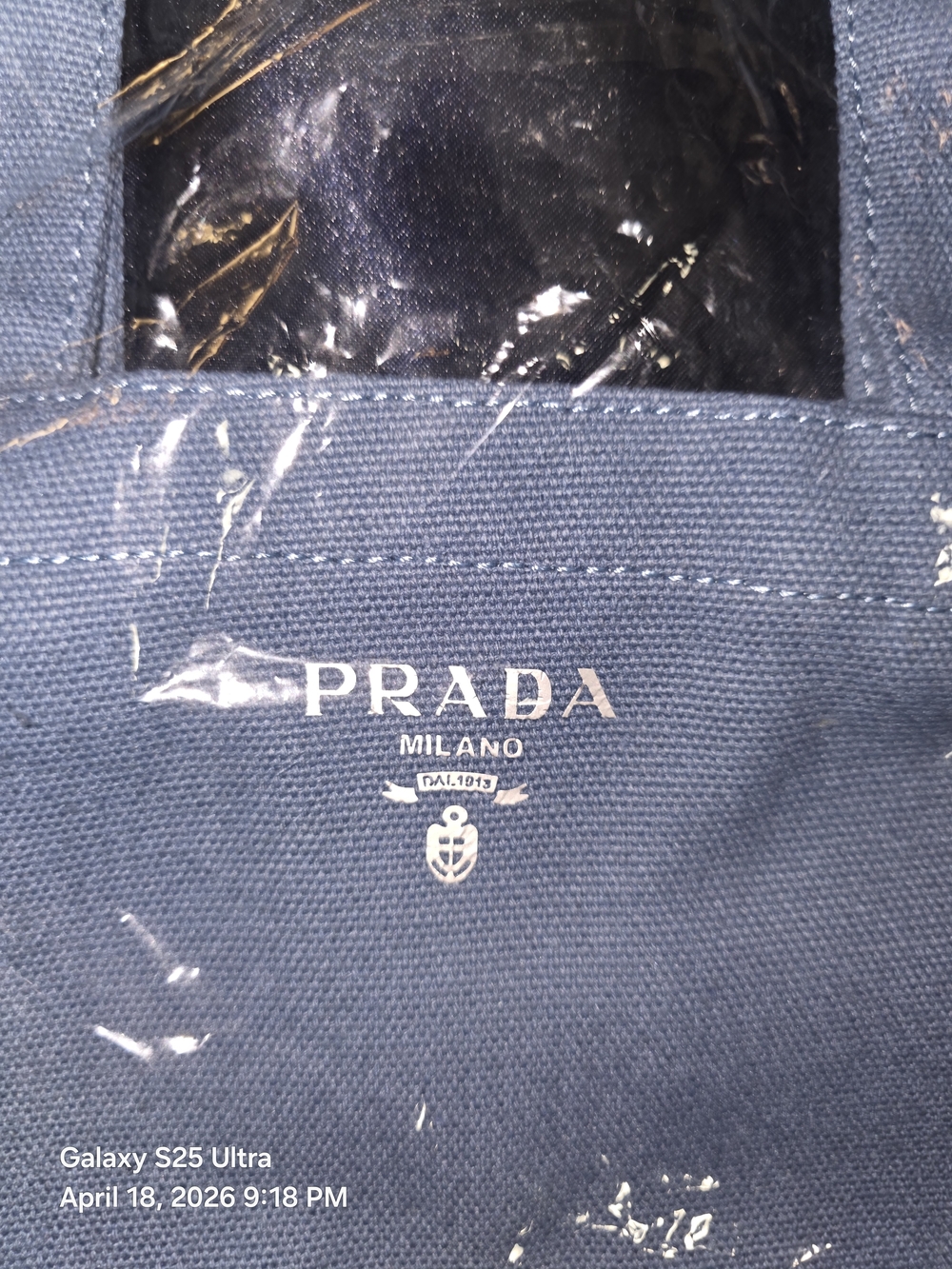 Prada Blue Canvas Mini Tote Bag. New In Plastic. - Picture 2 of 3